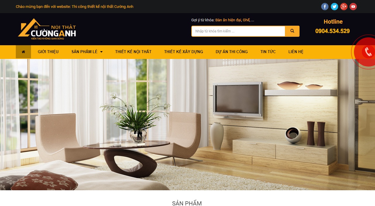 Mẫu website thiết kế nội thất