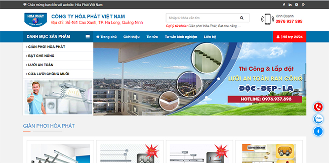 Thiết kế website giàn phơi thông minh tại Hạ Long Quảng Ninh
