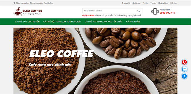 Thiết kế website đại lý phân phối cafe rang xay chính gốc tại Hải Phòng