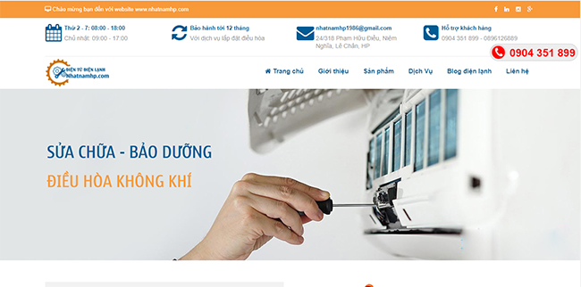 Thiết kế website dịch vụ sửa chữa điện tử điện lạnh Hải Phòng