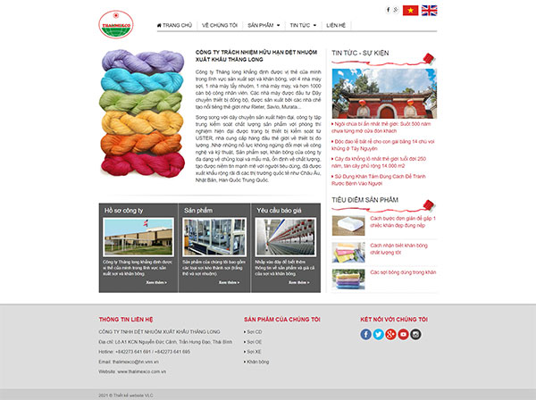 Thiết kế website công ty dệt Thái Bình