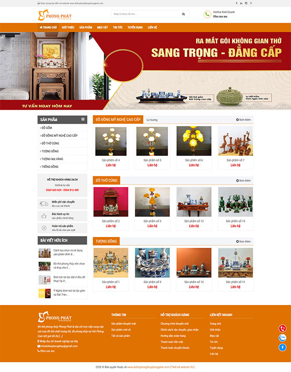 Thiết kế website đồ thờ phong thủy Hải Phòng