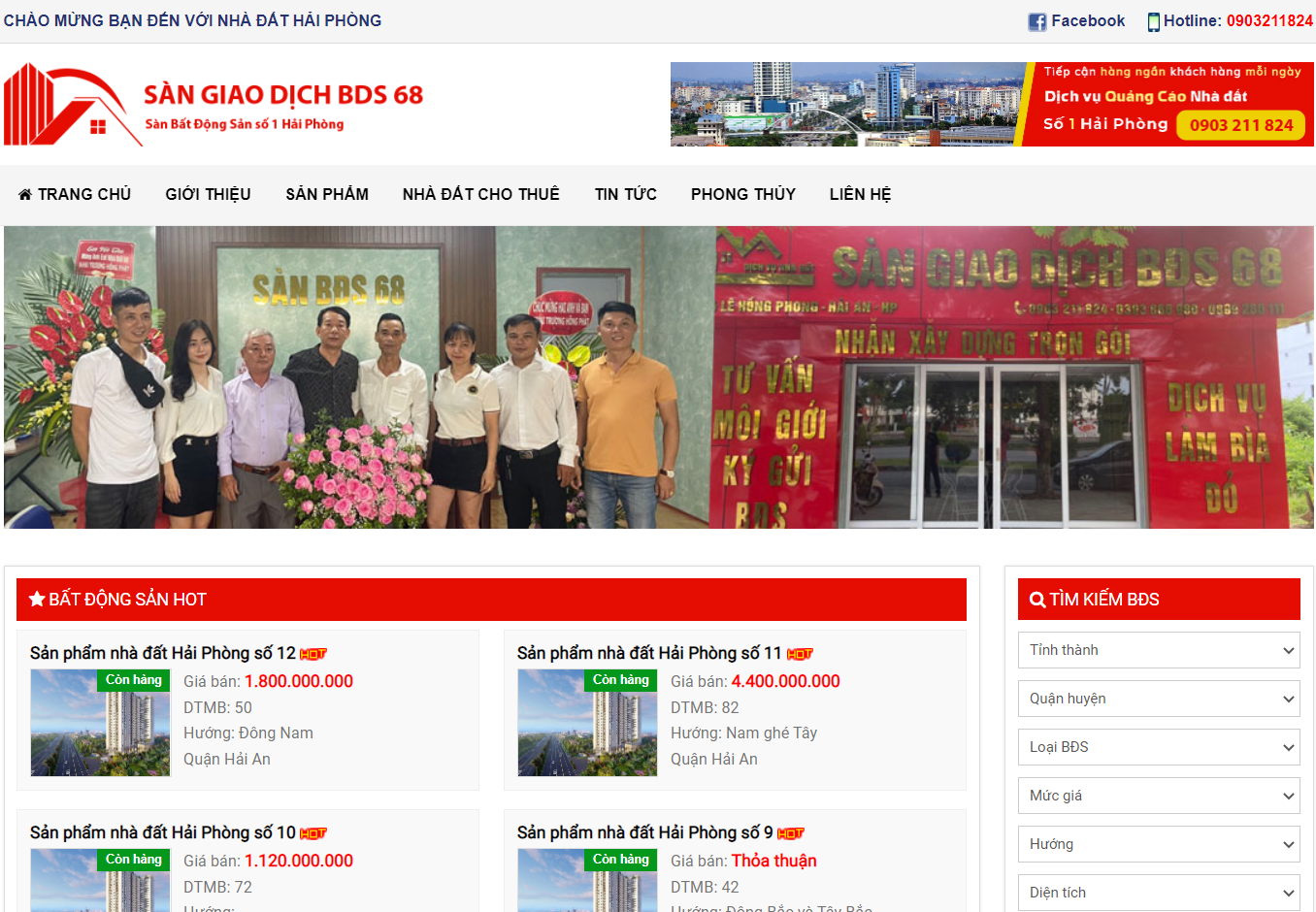 Thiết kế website công ty bất động sản 68 Hải Phòng
