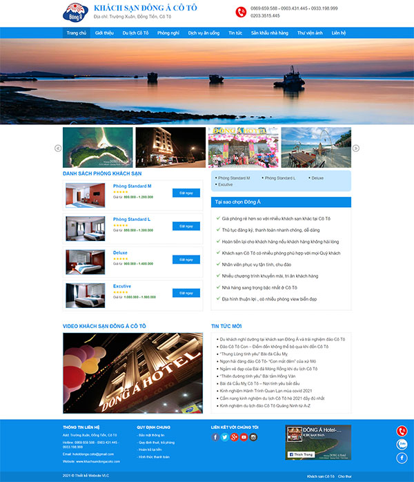 Mẫu website khách sạn Đông Á Cô Tô