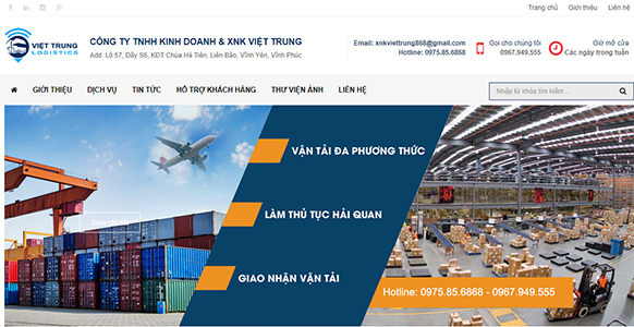 Thiết kế website vận chuyển logistics Việt Trung Vĩnh Phúc