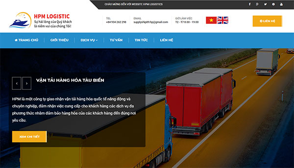 Thiết kế website dịch vụ vận chuyển hàng hóa Cảng tại Hải Phòng