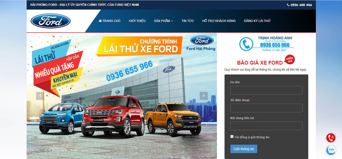 Thiết kế website ô tô ford Hải Phòng