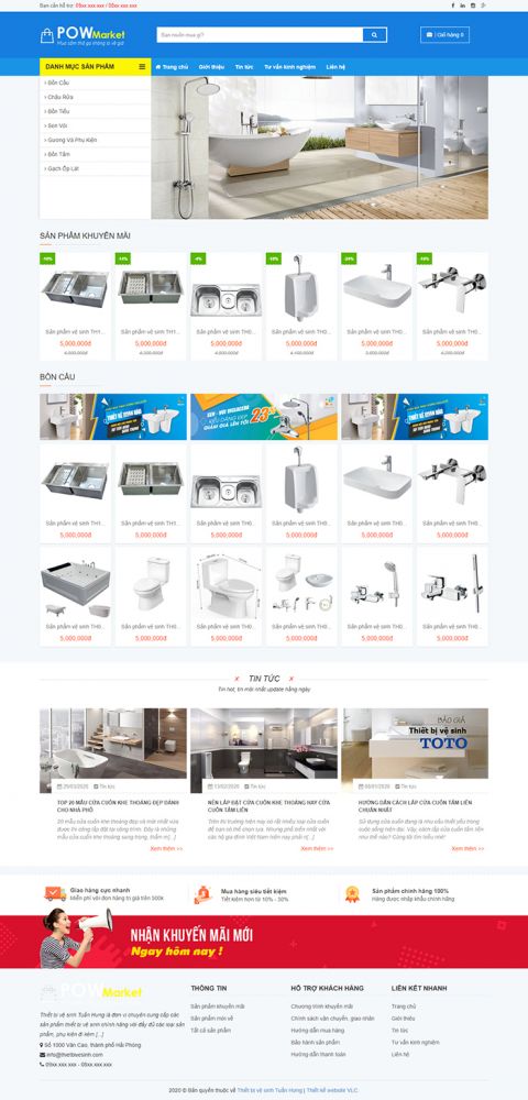 Mẫu website shosroom thiết bị vệ sinh tại Hải Phòng
