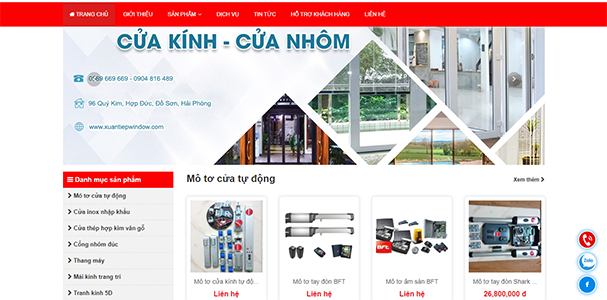 Thiết kế website xưởng lắp đặt cửa nhôm tại Hải Phòng